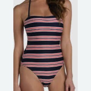 La Blanca Navy and Red Striped One-Piece Swimsuit